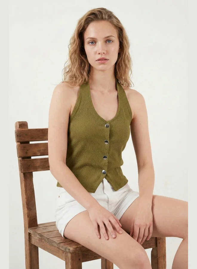 Lela Lela Fitted Halter Neck Backless Vest Women's Vest 5866515