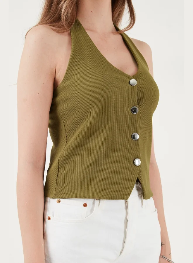 Lela  Lela Fitted Halter Neck Backless Vest Women's Vest 5866515 for Women | Best Price UAE