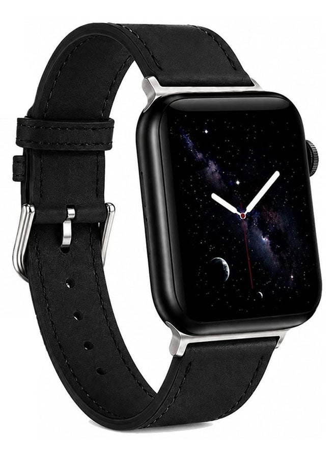 CATANES Leather Watch Band Compatible with iWatch 42mm(Series 11-10) 41mm 40mm 38mm Replacement Strap with Classic Stainless Steel Buckle for Series SE 11 10 9 8 7 6 5 4 3 2 1 - Black - Image 2