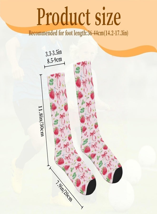 KWSAAHU Compression Socks for Women and Men 15-20 mmhg Blood Circulation Relieve Fatigue, Soft Breathable Fashion Socks, Suitable Daily Sports Running Travel for Nurse Doctor Teacher - Strawberry Bow - Image 3