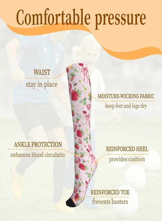 KWSAAHU Compression Socks for Women and Men 15-20 mmhg Blood Circulation Relieve Fatigue, Soft Breathable Fashion Socks, Suitable Daily Sports Running Travel for Nurse Doctor Teacher - Strawberry Bow - Image 4