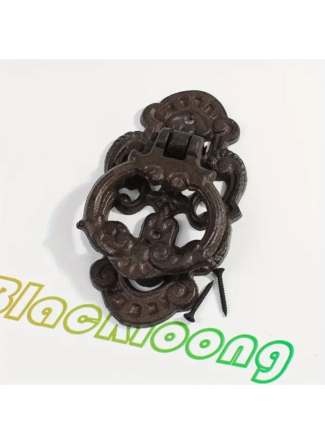 Vintage Black Cast Iron Door Knocker Hinge Pull Handle 6 81 Inch Rustic Hardware - Image 2