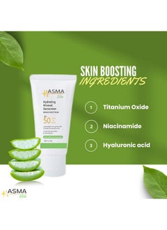 Generic Asma Skin Hydrating Mineral Sunscreen Spf 50 For All Skin Types Sun Protection With Titanium Dioxide 9% And Zinc Oxide 7% Face Moisturizer With Sunblock  - Image 3