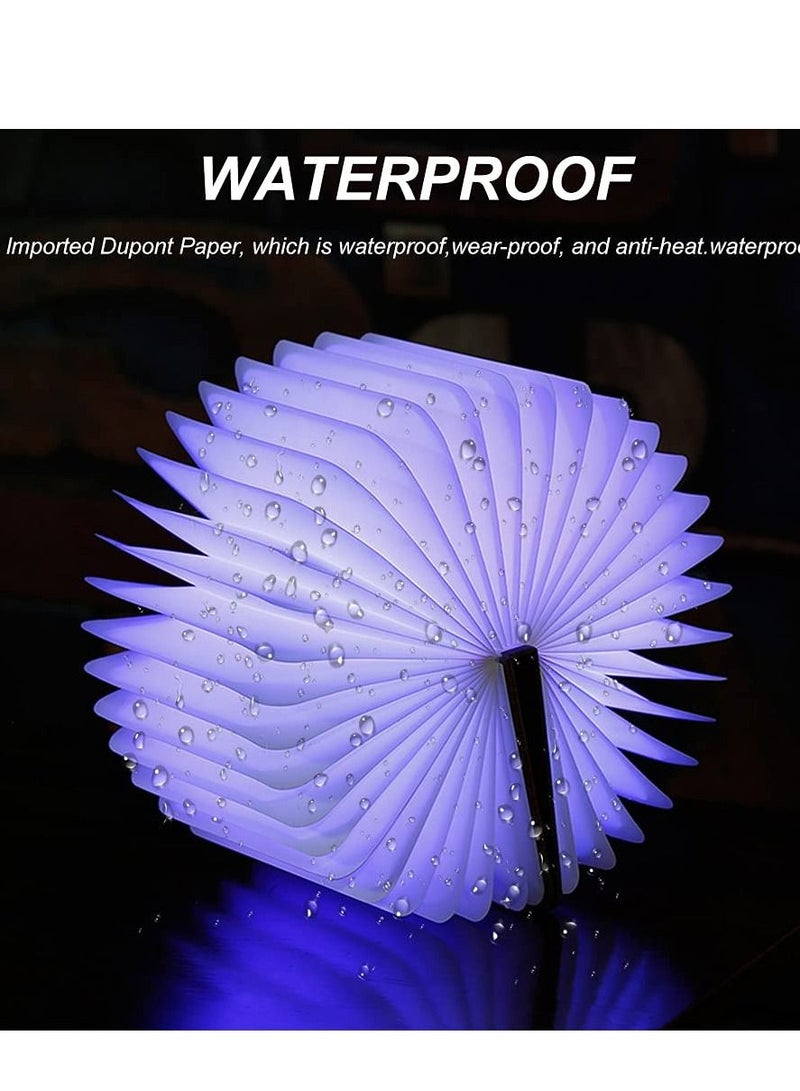 Y&D Folding Book Light, Portable LED Wooden Light 5 Colors USB Bedside Night Creative Lighted Suitable for Bedroom Reading Home and Office Decoration Gift (White Maple Wood, 17x14x2.5 cm) - Image 4