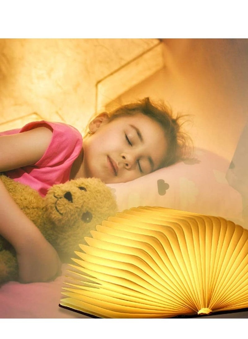 Y&D Folding Book Light, Portable LED Wooden Light 5 Colors USB Bedside Night Creative Lighted Suitable for Bedroom Reading Home and Office Decoration Gift (White Maple Wood, 17x14x2.5 cm) - Image 3