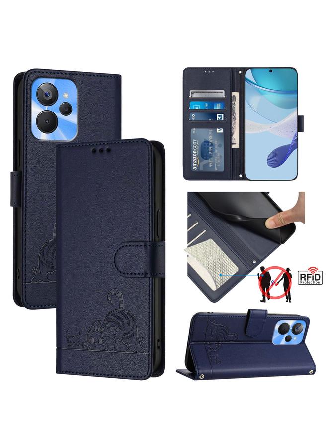 اس-توب جراب لهاتف Realme 10T 5G / 10S 5G، جراب هاتف من الجلد المنقوش بتقنية RFID مع حبل تعليق - Image 1