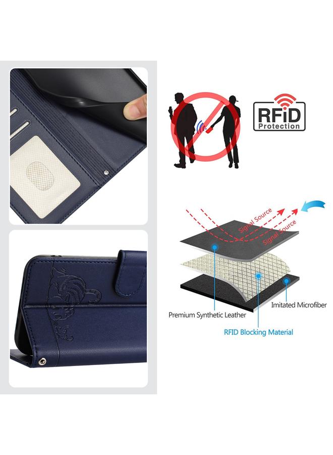 اس-توب جراب لهاتف Realme 10T 5G / 10S 5G، جراب هاتف من الجلد المنقوش بتقنية RFID مع حبل تعليق - Image 5