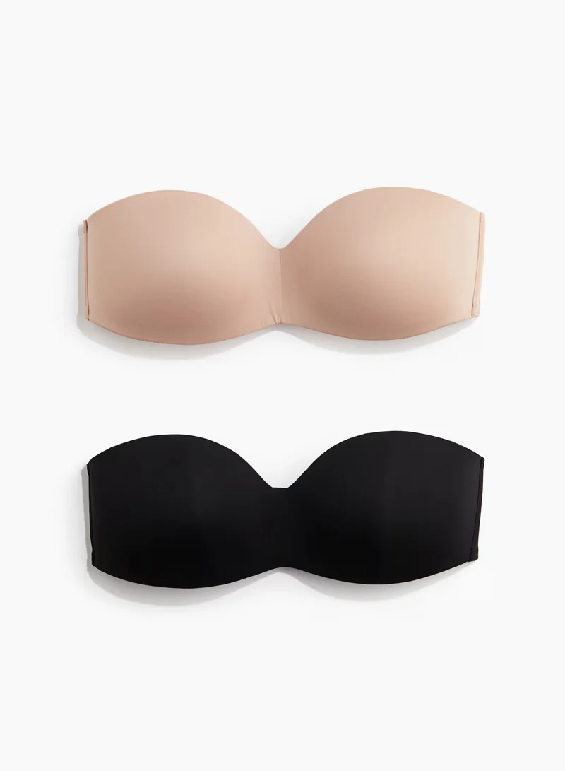H&M 2-Pack Padded Microfibre Bandeau Bras