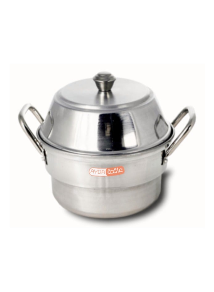 Ayda وعاء إيدلي 7 فتحات، مقلاة مصقولة من الألمنيوم، فضي - Image 2