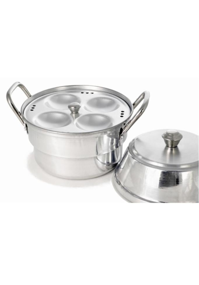 Ayda وعاء إيدلي 7 فتحات، مقلاة مصقولة من الألمنيوم، فضي - Image 1