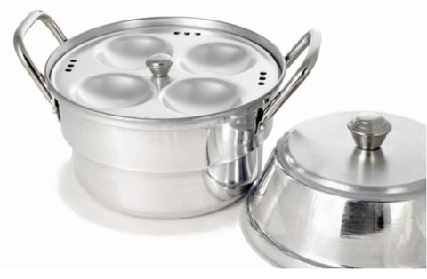 Idli Pot 7-Pit , Aluminium Ploished Pan, Silver