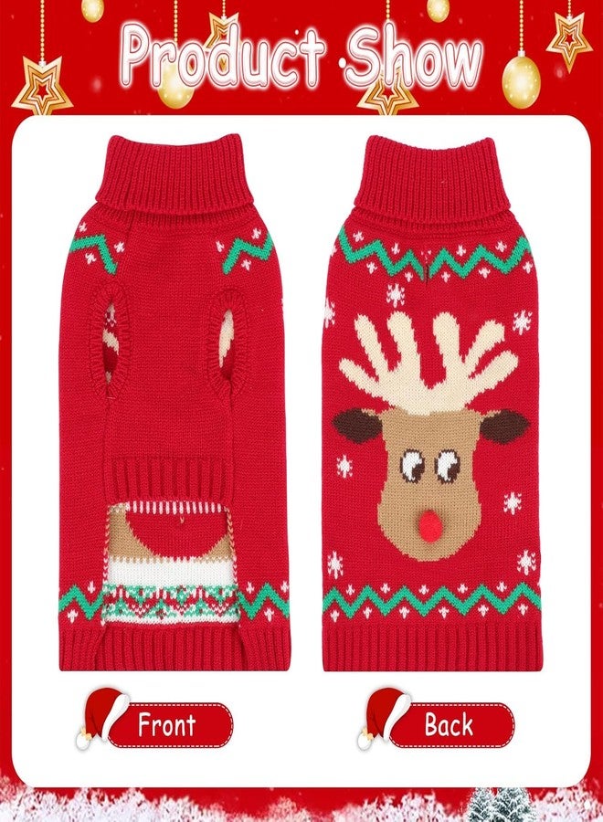 YUEPET Christmas Dog Sweaters Pullover, Reindeer Snowflake Christmas Outfits with Leash Hole, Classic Turtleneck Dog Clothes for Puppies Medium Dogs(2XL) - Image 3