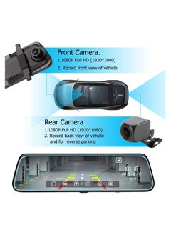 Generic SAFENHAND  Mirror Dash Cam Front and Rear – 9.66" Touchscreen Rear View Camera with 2K Full HD Recording, Waterproof Backup Camera, Parking Assist, and G-Sensor for Car  - Image 2