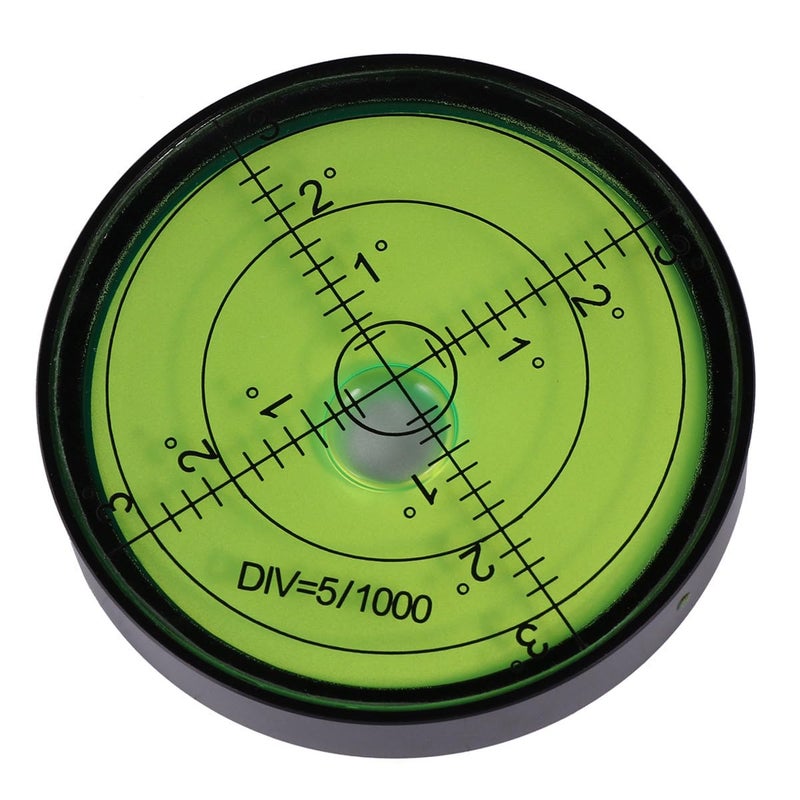 Circular Bubble Spirit Level 60mm Green Liquid Black Metal Cover for Outdoor Surveying - Image 2