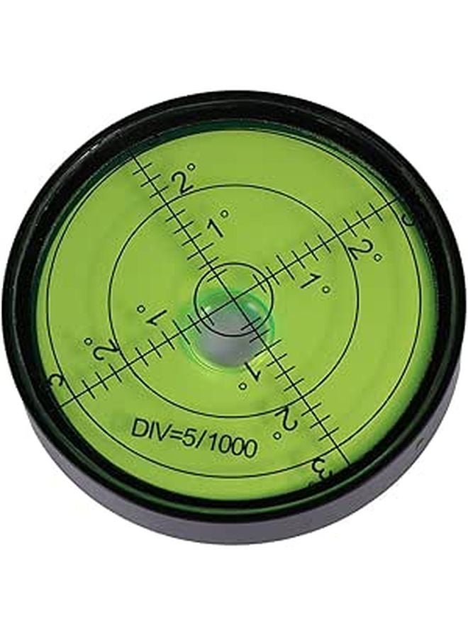 Circular Bubble Spirit Level 60mm Green Liquid Black Metal Cover for Outdoor Surveying - Image 1