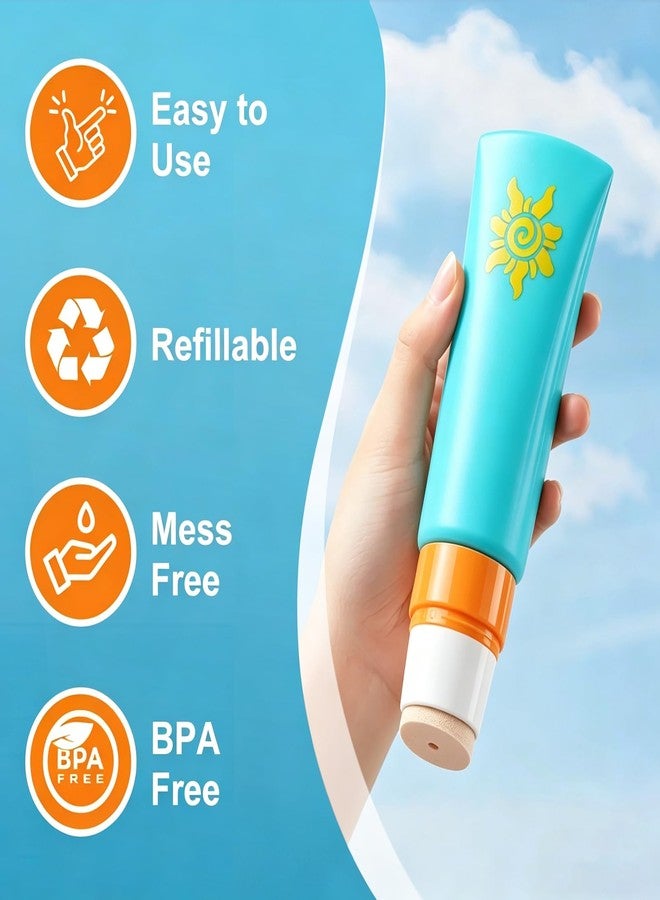 iselyn Sunscreen Applicator, Blue 1Pcs Refillable and Spill-Proof Kids Sunscreen Lotion Applicator with Soft Foam Sponge for Kids, Adults & Families, Summer and Vacation Essentials (1pcs) - Image 3