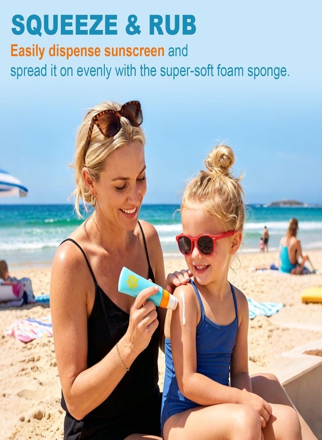 iselyn Sunscreen Applicator, Blue 1Pcs Refillable and Spill-Proof Kids Sunscreen Lotion Applicator with Soft Foam Sponge for Kids, Adults & Families, Summer and Vacation Essentials (1pcs) - Image 2