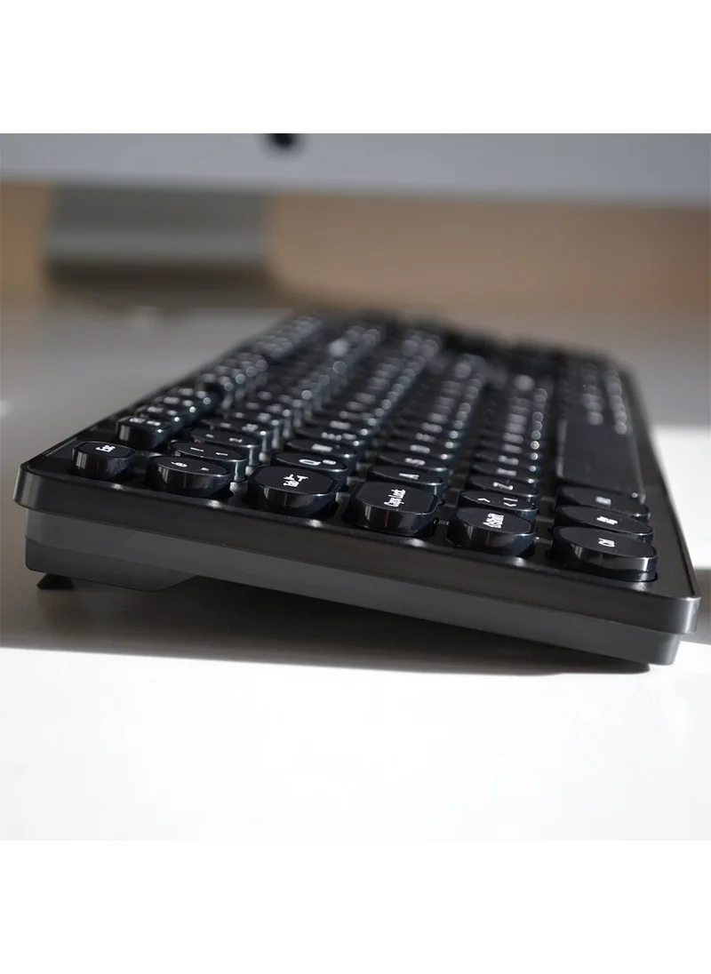 Kagito Retro Wireless Keyboard & Mouse Set (Black)