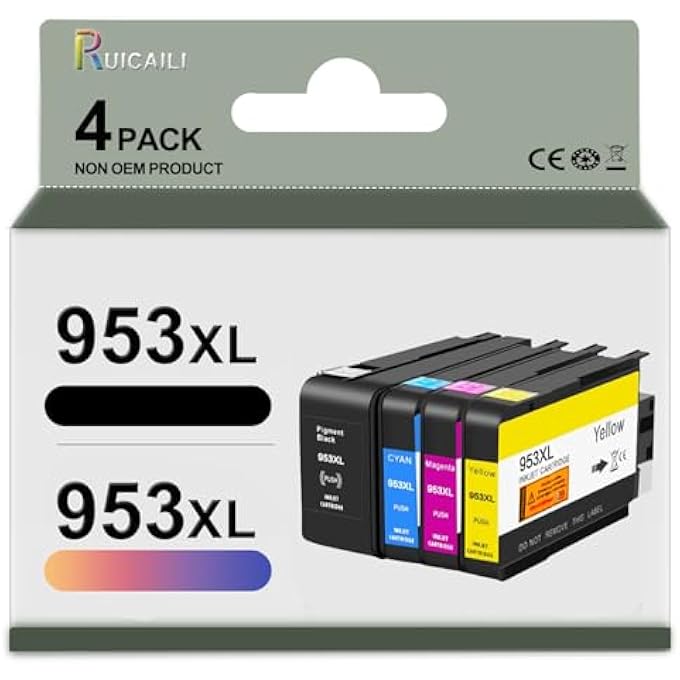 COMPATIBLE FOR HP 953XL 953 INK CARTRIDGES FOR OFFICEJET PRO 7720 7730 8210 8216 8218 7740 8710 8720 8730 8740 7745 PRINTER,4 PACK - Image 1