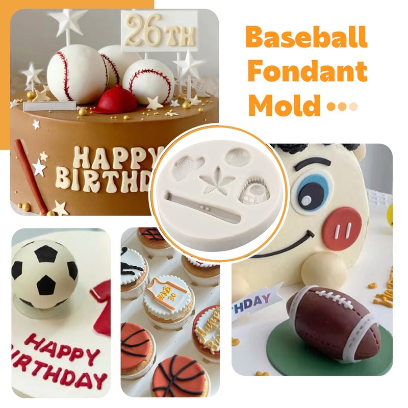 Sijiangmold Baseball Fondant Mold Baseball Softball Glove Silicone Mold For Cupcake Topper Cake Decorating Chocolate Candy Polymer Clay Gum Paste Set Of 4 - Image 4