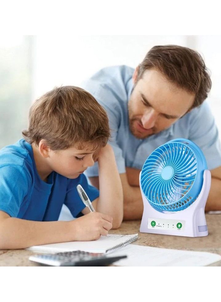 WEIDASI WD-202 Portable Rechargeable Desk Fan with LED Light, USB Powered Personal Cooling Fan, Adjustable Tilt Angle, 3 Speed Airflow, Quiet Operation, Battery Operated Table Fan for Home, Office, Study, Bedroom, Travel, Camping - Image 2