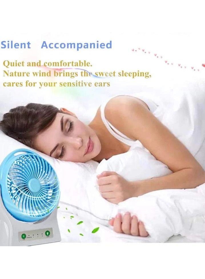 WEIDASI WD-202 Portable Rechargeable Desk Fan with LED Light, USB Powered Personal Cooling Fan, Adjustable Tilt Angle, 3 Speed Airflow, Quiet Operation, Battery Operated Table Fan for Home, Office, Study, Bedroom, Travel, Camping - Image 5