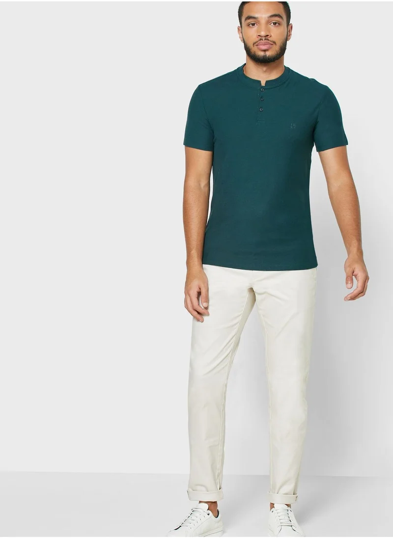 IKKS Grandad Collar T-Shirt