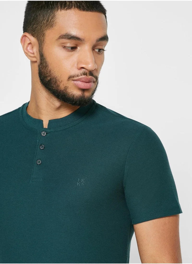 IKKS Grandad Collar T-Shirt