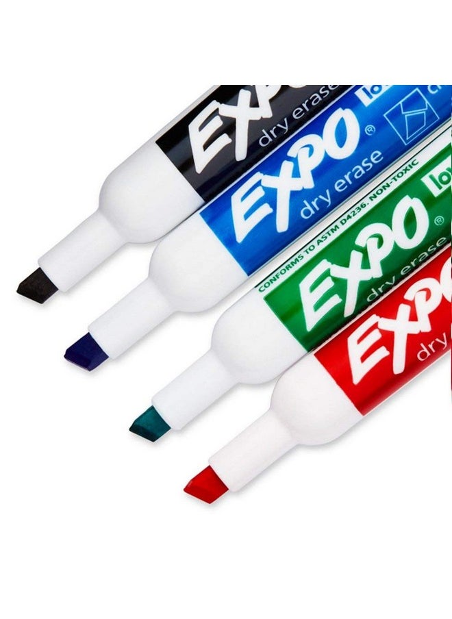 Expo 80174 Low Odor Chisel Point Dry Erase Marker Pack, Designed For Whiteboards, Glass And Most Non-Porous Surfaces, 4 Assorted Color Markers, Pack Of 6 Blisters  - Image 2