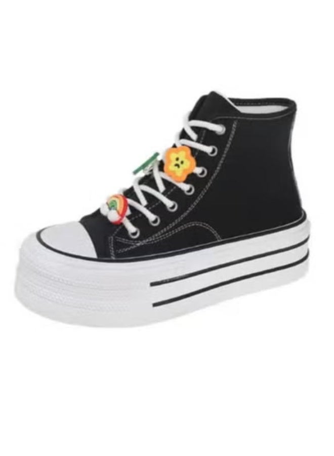 Nariele Women High Top Canvas Sneakers Rubber Sole Bottom Shoes Plain - Image 1