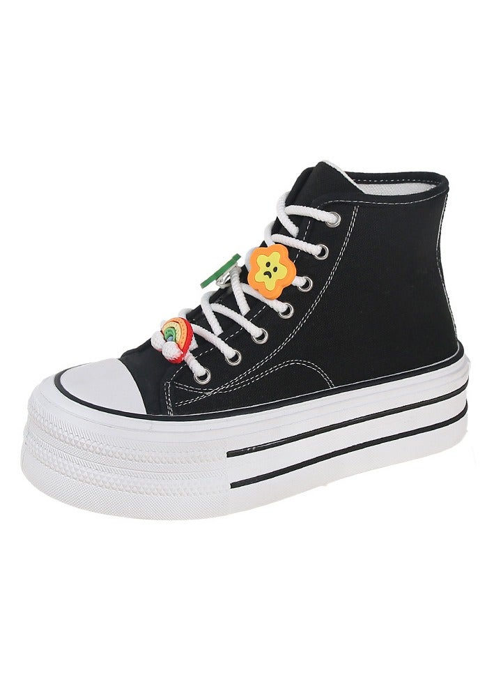 KUYING Women High Top Canvas Sneakers Rubber Sole Bottom Shoes Plain  - Image 1