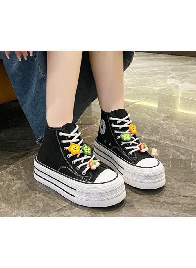 KUYING Women High Top Canvas Sneakers Rubber Sole Bottom Shoes Plain  - Image 2