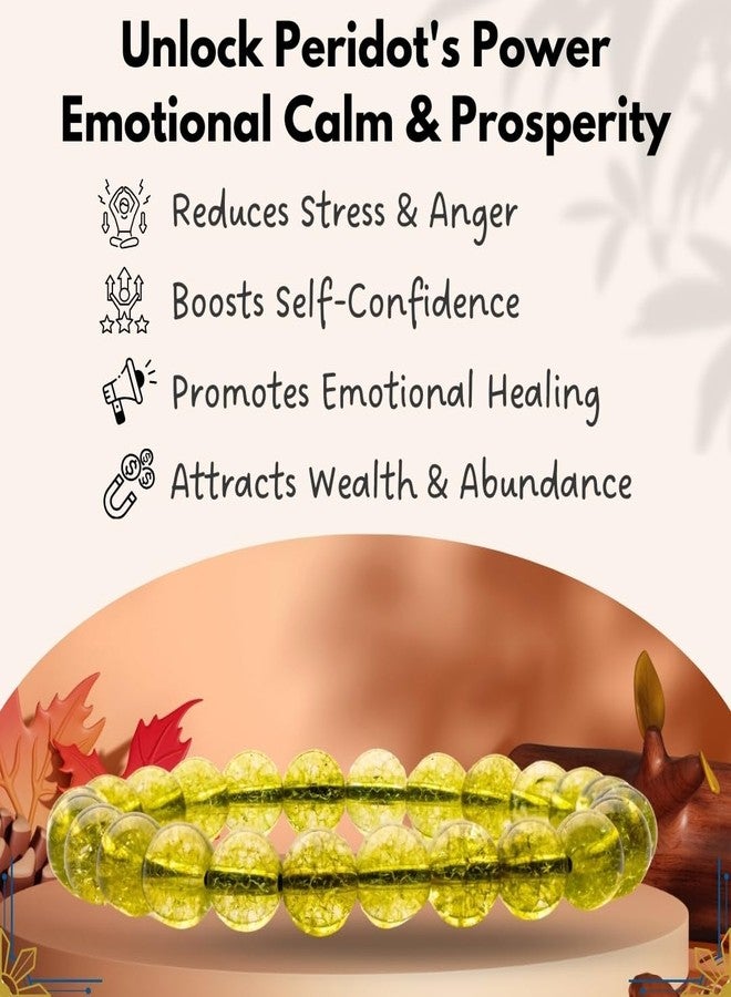 Plus Value Peridot Stone Bracelet for Vastu Feng Shui Chakra Aura Personal Reiki Healing Crystals (Beads Size 8mm, Jute Bag) - Image 2