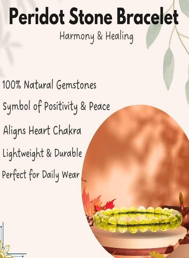 Plus Value Peridot Stone Bracelet for Vastu Feng Shui Chakra Aura Personal Reiki Healing Crystals (Beads Size 8mm, Jute Bag) - Image 5