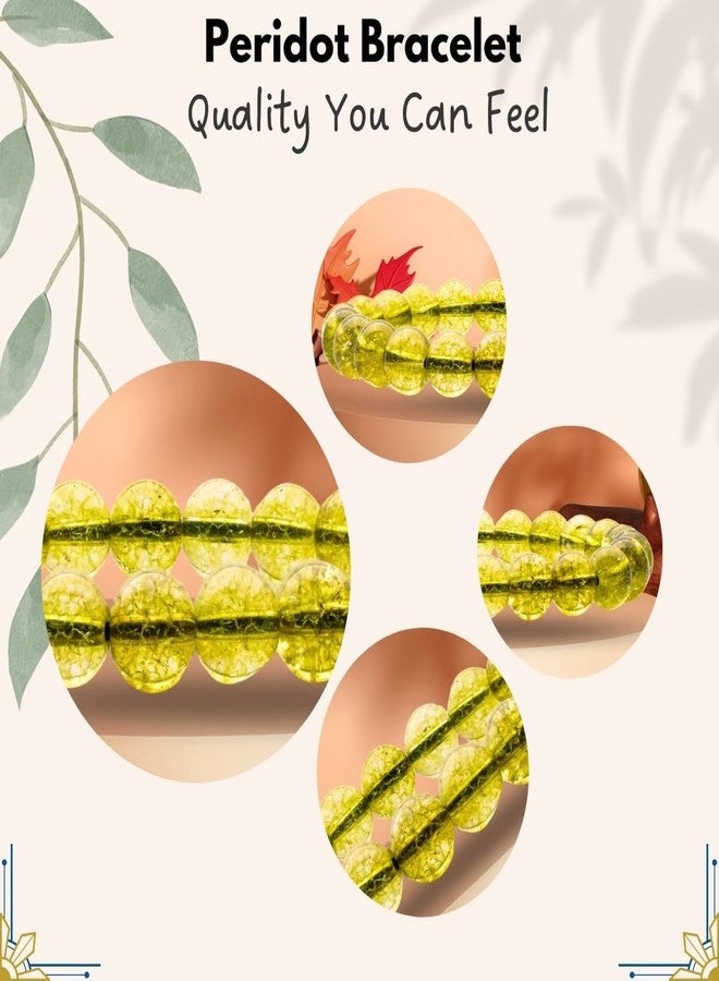 Plus Value Peridot Stone Bracelet for Vastu Feng Shui Chakra Aura Personal Reiki Healing Crystals (Beads Size 8mm, Jute Bag) - Image 3