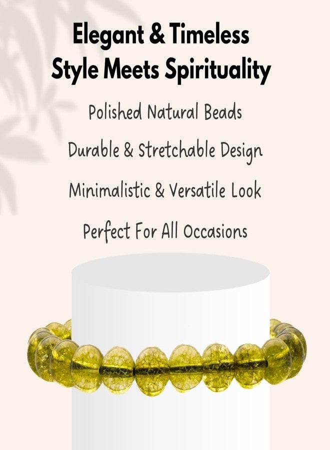 Plus Value Peridot Stone Bracelet for Vastu Feng Shui Chakra Aura Personal Reiki Healing Crystals (Beads Size 8mm, Jute Bag) - Image 4