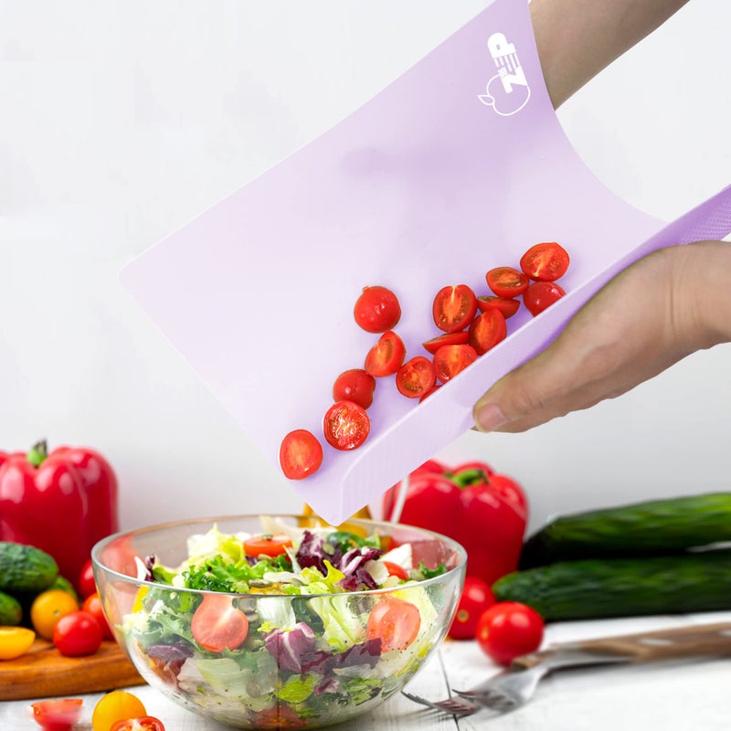 ZVP Plastic Cutting Boards for Kitchen, Flexible Cutting Mats, Gradient Purple Chopping Boards with Food Icon, Non-Slip, Non Porous, BPA Free, Dishwasher Safe - Image 4