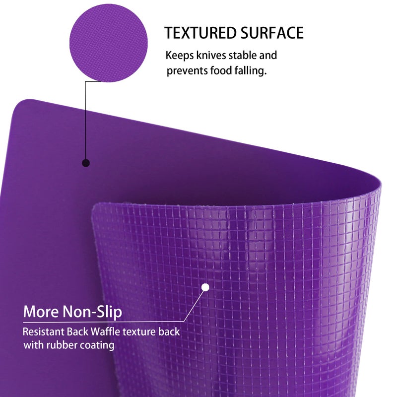 ZVP Plastic Cutting Boards for Kitchen, Flexible Cutting Mats, Gradient Purple Chopping Boards with Food Icon, Non-Slip, Non Porous, BPA Free, Dishwasher Safe - Image 2