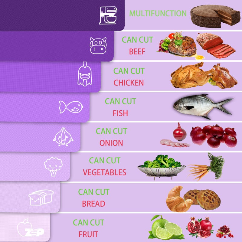 ZVP Plastic Cutting Boards for Kitchen, Flexible Cutting Mats, Gradient Purple Chopping Boards with Food Icon, Non-Slip, Non Porous, BPA Free, Dishwasher Safe - Image 5