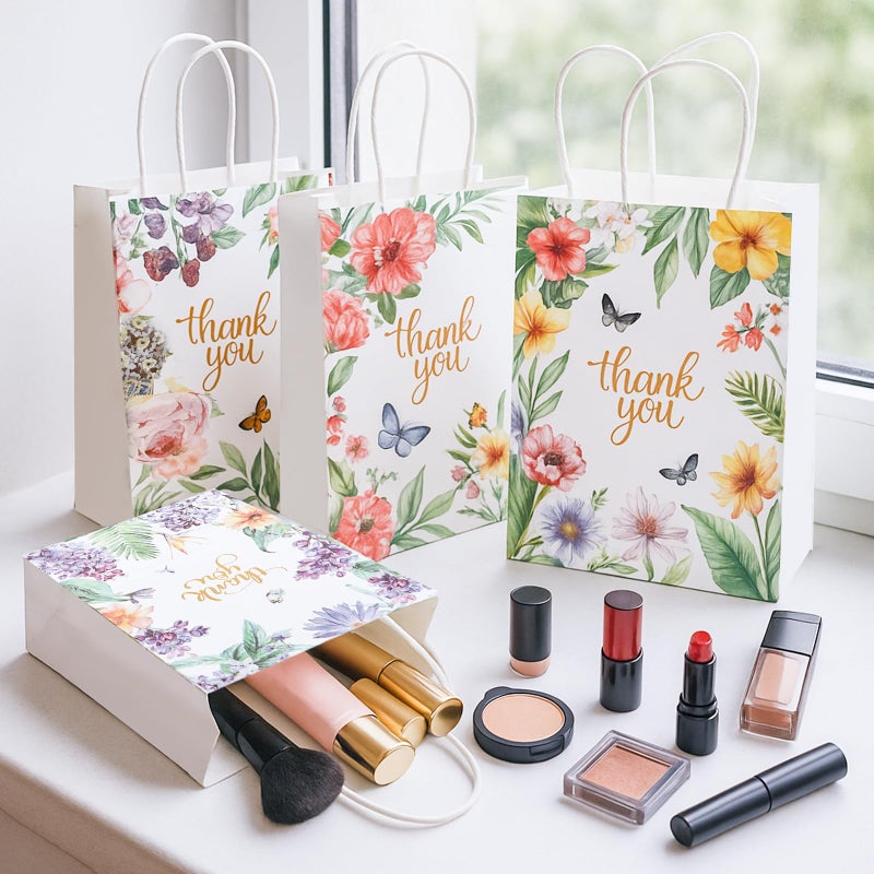 VGOODALL 24 Pack Thank You Gift Bags, 5.5x8x2.8 Inch Small Return Gift Bags with Handles Floral Design for Business, Baby Showers, Weddings, Boutique - Image 5