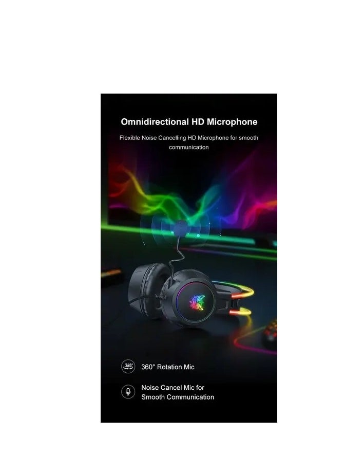 onikuma Onikuma X15 Pro Wired RGB Gaming Headset - Black  - Image 2