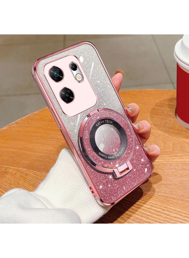 Zaboon Case For Infinix Zero 30 4G Plated Gradient Glitter Round Holder TPU Phone Case  - Image 1