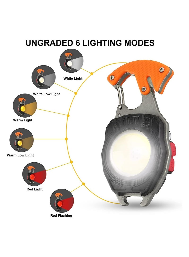ELTRAZONE Mini Portable Work Light 800 Lumen Rechargeable Torch Keyring Inspection Lights with Bottle Opener, Magnetic Base, for Camping/Repairing/Emergency (2 Pieces) - Image 3