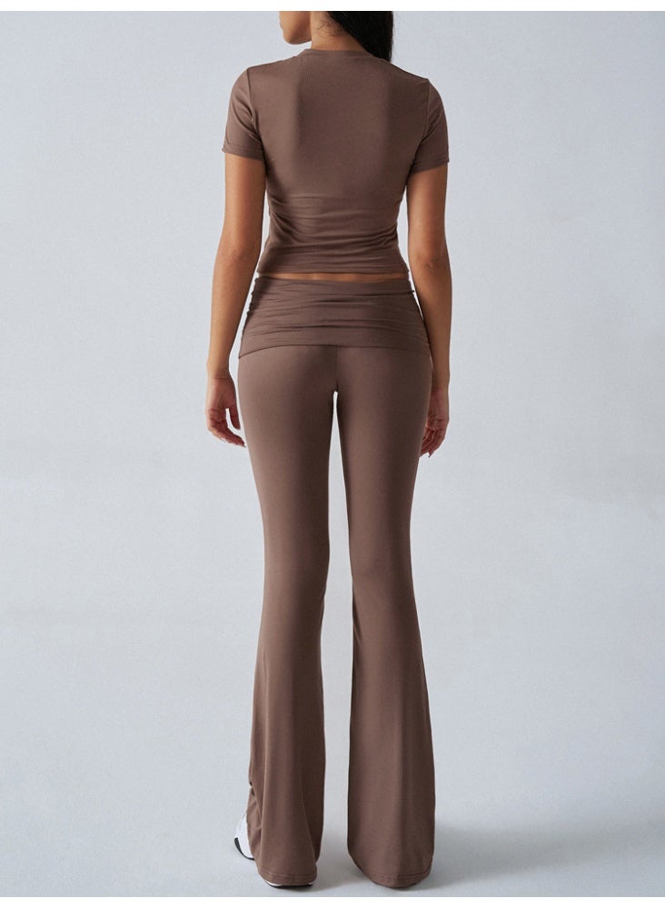 general 2025 - 2026 Leisure Solid Color Slim-Fitting Short-Sleeved Pants Set - Image 2