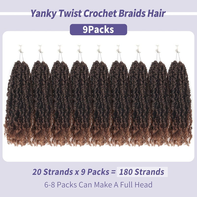 datanala Yanky Twists Crochet Braiding Hair 14 Inch 9 Packs Crochet Hair with Curls Micro Spring Twists Crochet Hair Pre-looped Curly Crochet Braids Hair Extensions for Women (T30#, 14inch) - Image 4