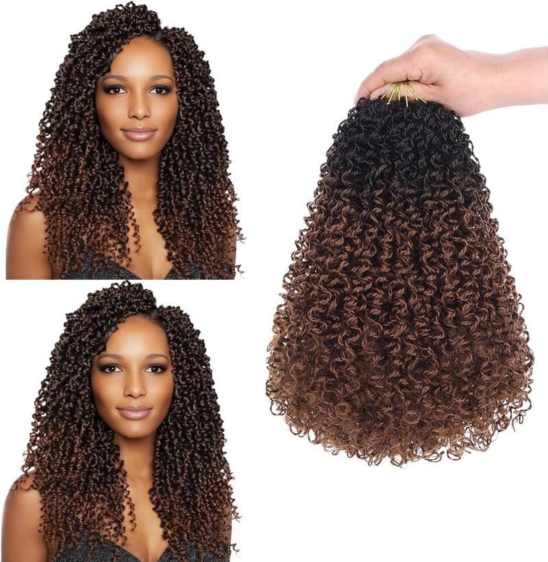 datanala Yanky Twists Crochet Braiding Hair 14 Inch 9 Packs Crochet Hair with Curls Micro Spring Twists Crochet Hair Pre-looped Curly Crochet Braids Hair Extensions for Women (T30#, 14inch) - Image 1