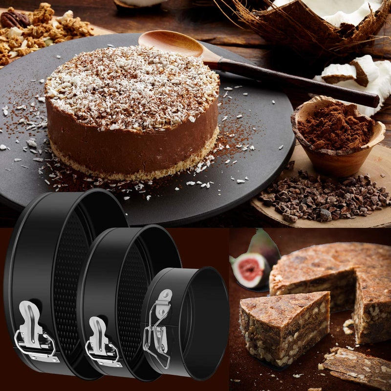 Massugar Springform Cake Pan Set Of 3 - Nonstick Leakproof Round Cheesecake Pan With Removable Bottom  Circle 3 Tiered 4"" 7"" 9 Inch Spring Form Pans For Baking With 50 Pcs Parchment Paper Liners - Image 5