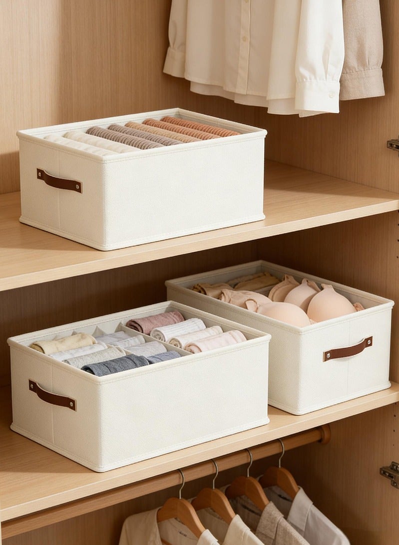 Topyich Clothes Organizer - 3 PCS Foldable Storage Boxes for Clothes, Washable Cube Bin with Handles, Organizer Storage for Clothes Home Bedroom Office - Image 3