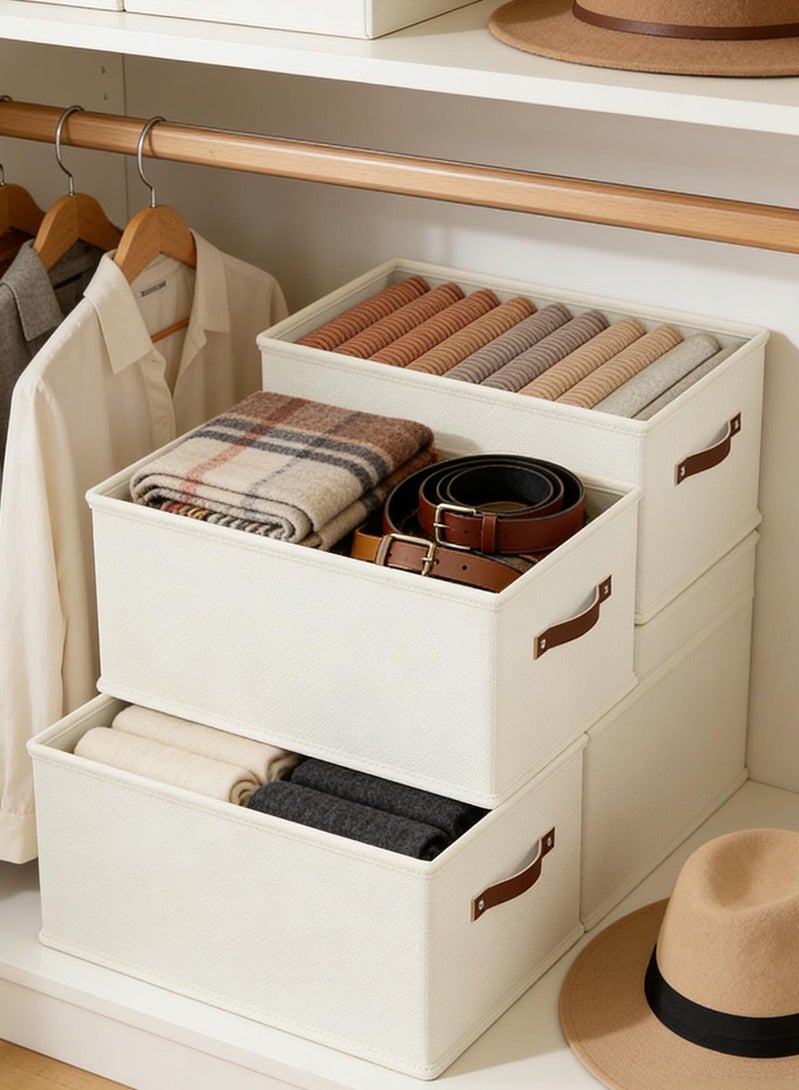 Topyich Clothes Organizer - 3 PCS Foldable Storage Boxes for Clothes, Washable Cube Bin with Handles, Organizer Storage for Clothes Home Bedroom Office - Image 4
