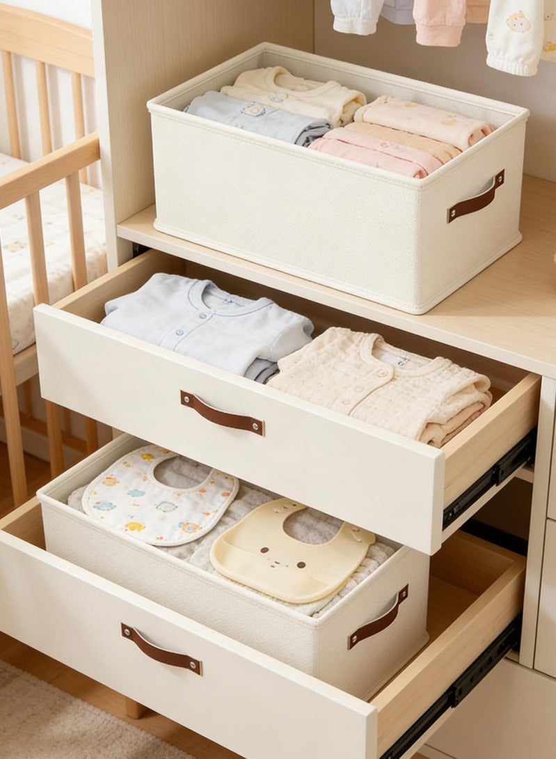 Topyich Clothes Organizer - 3 PCS Foldable Storage Boxes for Clothes, Washable Cube Bin with Handles, Organizer Storage for Clothes Home Bedroom Office - Image 5